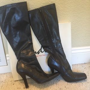 Sudini Chocolate heeled boots. Size 5.